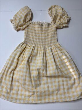 Charlie Holiday Yellow Gingham Puff Sleeve Dress